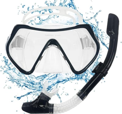 Thijox - Snorkelset voor Volwassenen, 180° Panoramisch Snorkelmasker met Droge Bovenklep, Anti-condens, Anti-lek, Ideaal voor Zwemmen en Snorkelen in