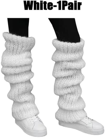 Over-de-Knie Beenwarmers – Lange Sokken voor Meisjes – Stapelsokken, Thermische Voetverwarmers, Effen Kleur- WIT