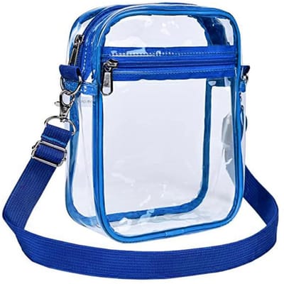 Dailygoody - Transparante schoudertas - PVC portemonnee - Duurzaam en praktisch - Blauw - Toilettas voor festivals - Geschikt voor uniseks volwassenen