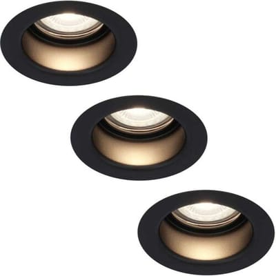 Set van 3 Mari - LED platte inbouwspots met lage inbouwdiepte - 6 Watt 570 Lumen - 4000K Neutraal wit - GU10 LED Module - Verzonken - Dimbaar - Rond - IP65 waterdicht - Zwart