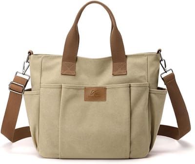 Grote Canvas Schoudertas Dames Tote Handtas Crossbody met Meerdere Vakken