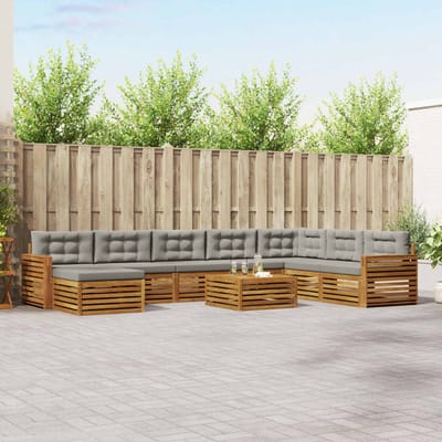 vidaXL - Buiten - bank - set - 9 - st - Natuurlijk - en - Licht - Grijs