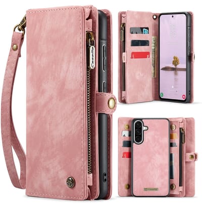 CaseMe Hoesje - Geschikt voor Samsung Galaxy A17 Hoesje - CaseMe 008 2-in-1 Book Case & Back Cover met Portemonnee - Roze