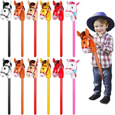 3 stuks/5 stuks Opblaasbaar Stokpaard Grote Paardenhoofd Ballon Opblazen Pony Stok Speelgoed Halloween Kerst Cowboy Feestartikelen red