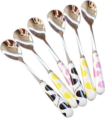 QTTVBTNA 6 Stuks - Koffielepels – Theelepels – Dessertlepels – Keukengerei– RVS - 15.5 cm – Voor Koffie, IJs & Yoghurt
