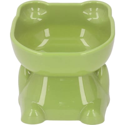 Verhoogde Hondenbak Kantelbestendig Cartoonvorm Plastic Verhoogde Kattenbak voor Water Voer Groen L groen