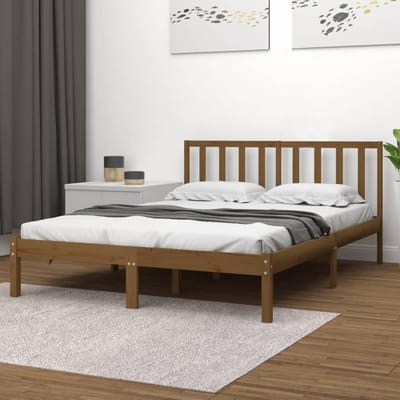 vidaXL - Bedframe - massief - grenenhout - honingbruin - 200x200 - cm