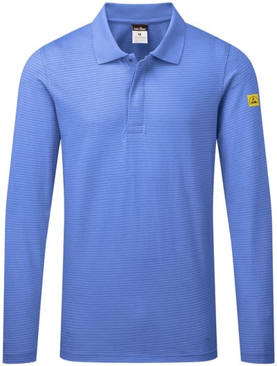 Portwest Anti-statische ESD Polo Lange Mouw AS23 - Hamilton Blauw - 4XL