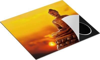 Chefcare Inductie Beschermer Boeddha Standbeeld bij Zonsondergang - 60x50 cm - Afdekplaat Inductie - Kookplaat Beschermer - Inductie Mat