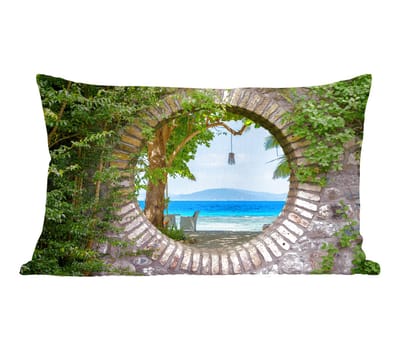 Sierkussens - Kussentjes Woonkamer - 50x30 cm - Strand - Doorkijk - Tropisch - Strandstoel