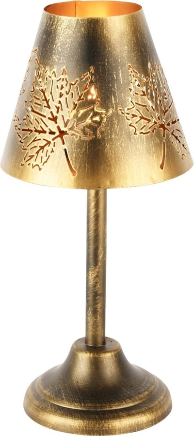 Dekoratief | Theelichthouder lamp op voet, goud, metaal, 12x12x24cm | A248133