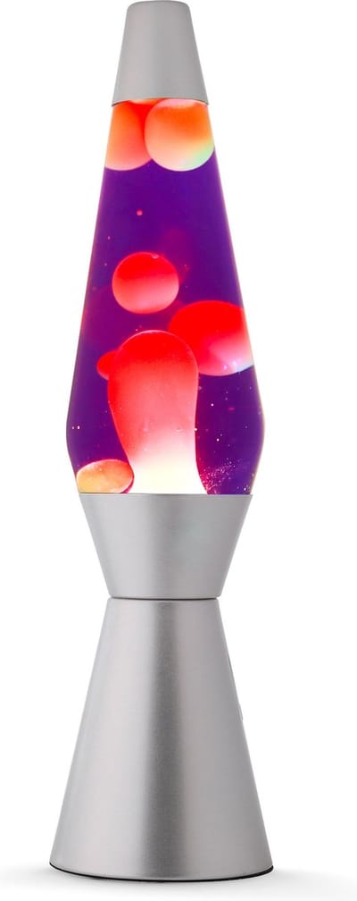 i-Total Lavalamp - Lava Lamp - Sfeerlamp - 40x11 cm - Glas/Aluminium - 30W - Paars met gele Lava - Zilvergrijs - XL1799