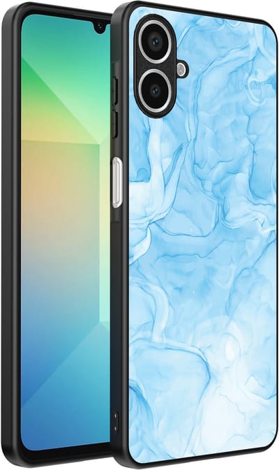 Smartphonica Telefoonhoesje Geschikt voor Samsung Galaxy A06 met marmer opdruk - TPU backcover case marble design - Lichtblauw geschikt voor Samsung Galaxy A06