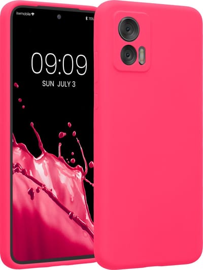 kwmobile telefoonhoesje geschikt voor Motorola Edge 30 Neo - TPU backcover met siliconen coating - Smartphone case in neon roze