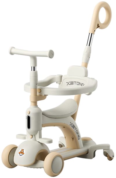 6-in-1 - Step, Loopfiets & Kinderwagen (1-6 jaar) – LED Wielen - 360° Draaibaar - Verstelbare Duwstang