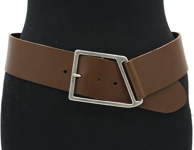 Damesriem bruin - Leren heupriem 6cm met zilveren gesp - Leer - Brede riem - Casual - Maat 90