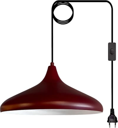 Bamyum Champion Hanglamp Met Stekker Industrieel Metaal Ø35 cm, 450 cm Snoer, Vintage Hanglamp, E27 Pendellamp