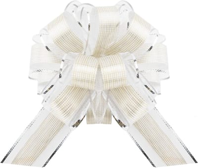 12 Stuks Zilveren Cadeau Strikken, Grote Decoratieve Strikken met Cadeau Ribbon voor Kerstdecoratie, Feestversiering en Creatieve Klussen
