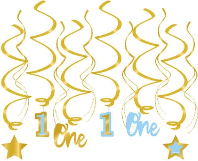 Swirl decorations - First birthday boy