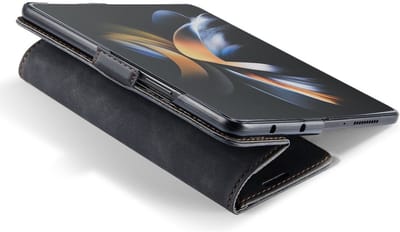CaseMania Bookcase hoesje geschikt voor Samsung Galaxy Z Fold 7 - Effen Zwart - Kunstleer