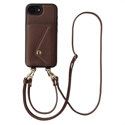 Selencia Hoesje - Geschikt voor Apple iPhone 17e / 16e - Sera Koordhoes met pashouder envelop - Chocolate Brown