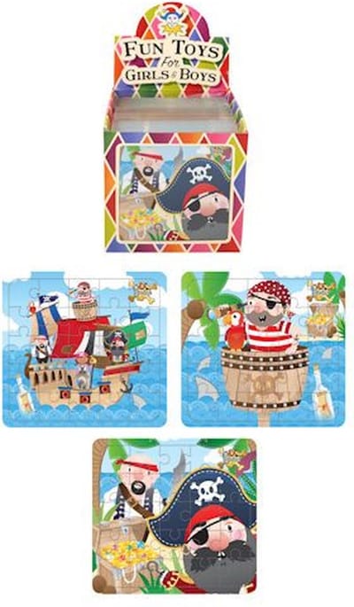 108 Stuks | Puzzel: Piraten, 13 x 12 Cm in Traktatiebox (Uitdeelcadeautjes)