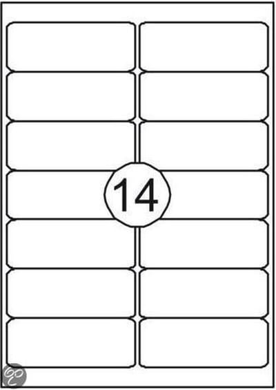 Benza Zelfklevende Etiketten op A4 Vel - 99,1 x 38,1 mm - 14 stickers per vel - 10 vel