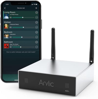 Draadloze Versterker - Audio Streamer - Muziek Streamen - Multiroom Audio - 50W Per Kanaal - Zwart