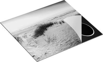 Chefcare Inductie Beschermer Strand en Duinen tijdens Zonsondergang - Zwart Wit - 60x50 cm - Afdekplaat Inductie - Kookplaat Beschermer - Inductie Mat