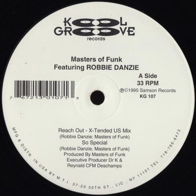 12inch Plaat MASTERS OF FUNK, ROBBIE DANZIE - Reach Out KG107 Kool Groove Rec 1995 US Dans & Electronica Gebruikt gray