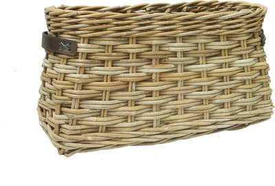 Rieten Mand - Rotan Opbergmand - Vensterbankmand - Decoratieve Mand met Lederen Hengsel - 56×19×30cm - Het Mandenhuys