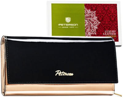 Peterson - Dames Portemonnee - Czarno-złoty - Lakleer - RFID