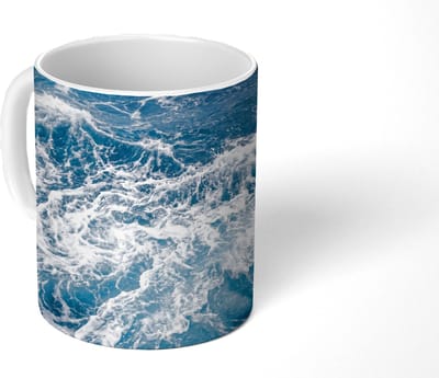 Mok - Koffiemok - Golven - Oceaan - Blauw - Mokken - 350 ML - Beker - Koffiemokken - Theemok