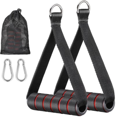 Dailygoody - Kabeltrekgrepen - Ergonomische fitnessgrepen - Antislip - Zwart en rood - Gymaccessoires - Geschikt voor volwassene