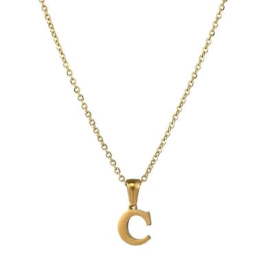Aramat Jewels | Halskettingen | Stalen Letter Ketting goudkleur | C | |1,5mm | Staal | Volwassenen | Verkleurd niet