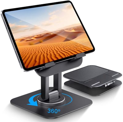 iPad-standaard 360 draaibaar, verstelbare monitor-tabletstandaard voor bureau, draagbaar kantoor, compatibel met iPad Pro 10,5, 11, 13, Air Mini 2 3 4 5 6, Samsung Tab of telefoons (4-13 inch