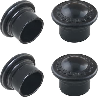 Gordijnroede Eindpluggen - Roede Doppen - Raambekleding Afwerking - Decoratief Afgerond Ontwerp - 4 stuks 28mm - Zwart