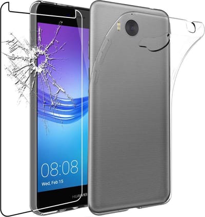 ebestStar - Hoes geschikt voor Huawei Y6 2017, Back Cover, Beschermhoes anti-luchtbellen hoesje, Transparant + Gehard Glas