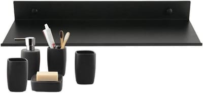 JGS Premium - Zwevend wandrek voor badkamer - Aluminium - Cosmetica opbergrek - Zwart - Robuust en elegant - 30 cm