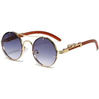 Nouveaux Lunettes Rondes Mode Rétro Hip Hop Lunettes de Soleil Léopard Hommes Vintage Monture Métal Lunettes de Soleil Dames UV400 Luxe Designer