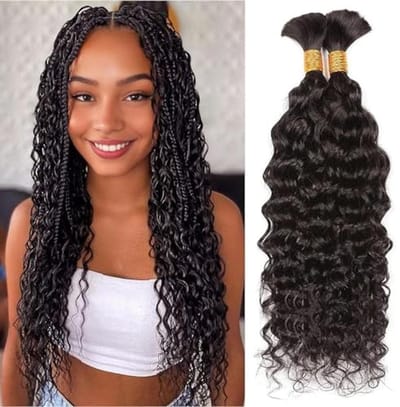 Bulk Menselijk Haar voor Vlechten - Watergolf - 2 Bundels van 100g - Natuurlijke Kleur - 20 Inch
