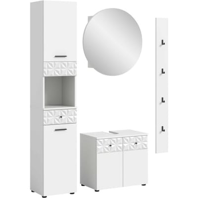 Prisma badkamercombinatie wit NB wit hoogglans MDF TZ - 37x91x187cm