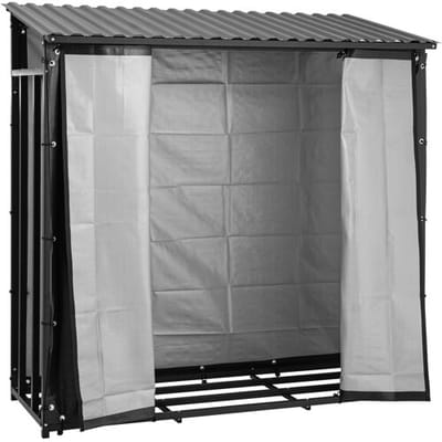 hillvert Brandhoutrek - met dekzeil en dak - 800 kg - 89 x 191 x 192,5 cm - zwart 10090654