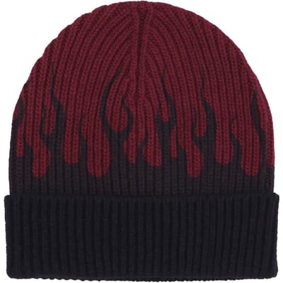 Heren Flames Beanie Hat Grape Wine/zwart