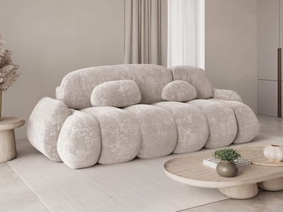 Slaapbank STONE met slaapfunctie - modern design, opbergruimte, vrijstaand, inclusief kussens - donkerbeige (Vibe 08)