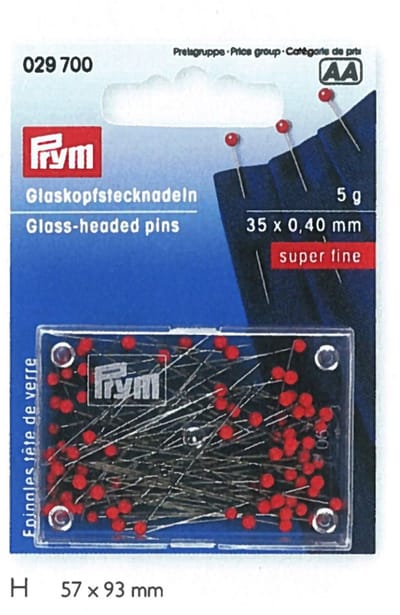 PRYM Glaskopspelden 35x0,40mm zilver rood 029700 - Glas- en kopspelden - Prym