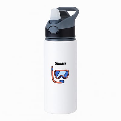 Hacebo® - Duikbril met eigen naam waterfles met rietje zwart - Zwemmen - mensen die houden van zwemmen - gepersonaliseerde - sport - verjaardagscadeau - kado - gift - geschenk - verrassing - water fles - 650ML
