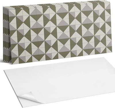 Coloray Plaktegels - Geometrisch driehoekspatroon Wandtegel Zelfklevend - 60 cm x 30 cm - Grijs Plaktegels - 6 stuks - Rechthoek PVC Tegels - Plaktegels Keuken - Zelfklevende Vloertegels Badkamer - Vinyl Tegels - Zelfklevende Wandtegels