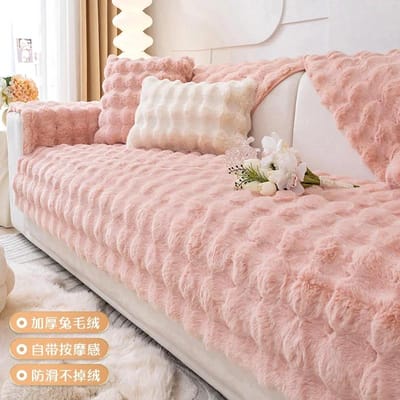 Verdikken Konijn Pluche Bankhoes Universele Antislip Mat Winter Warm Zachte Handdoek Bankkussen voor Woonkamer Huisdecoratie 1pc 45x45 pillowcase