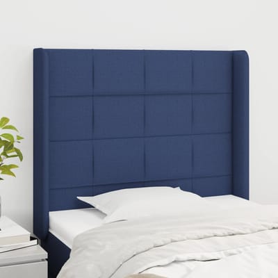 vidaXL - Hoofdbord - met - randen - 83x16x118/128 - cm - stof - blauw